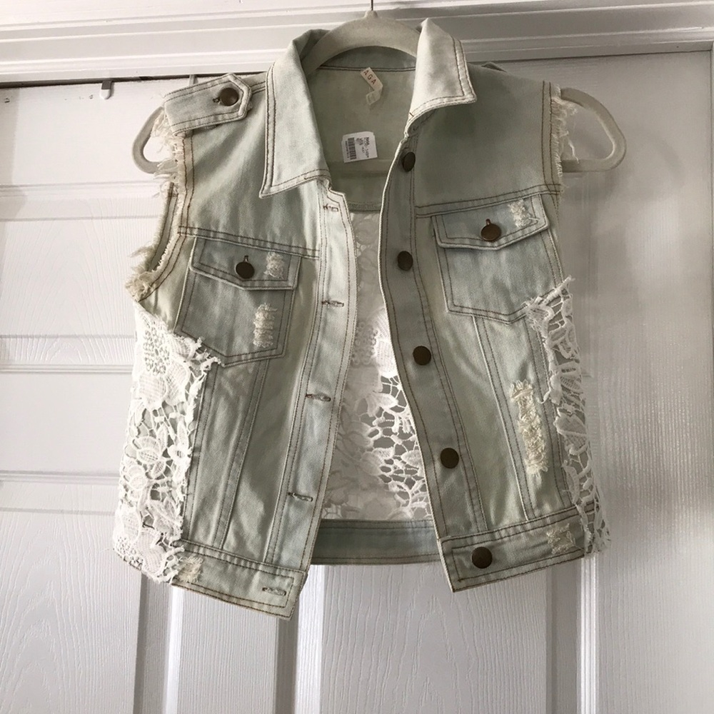 RAGA DENIM & LACE CUR OFF JACKET